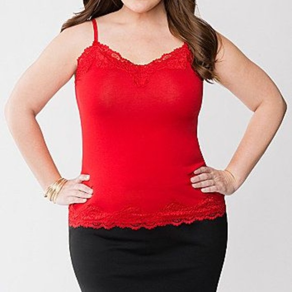 Lane Bryant Tops - Lane Bryant The LACE CAMI RED Plus Size 14/16